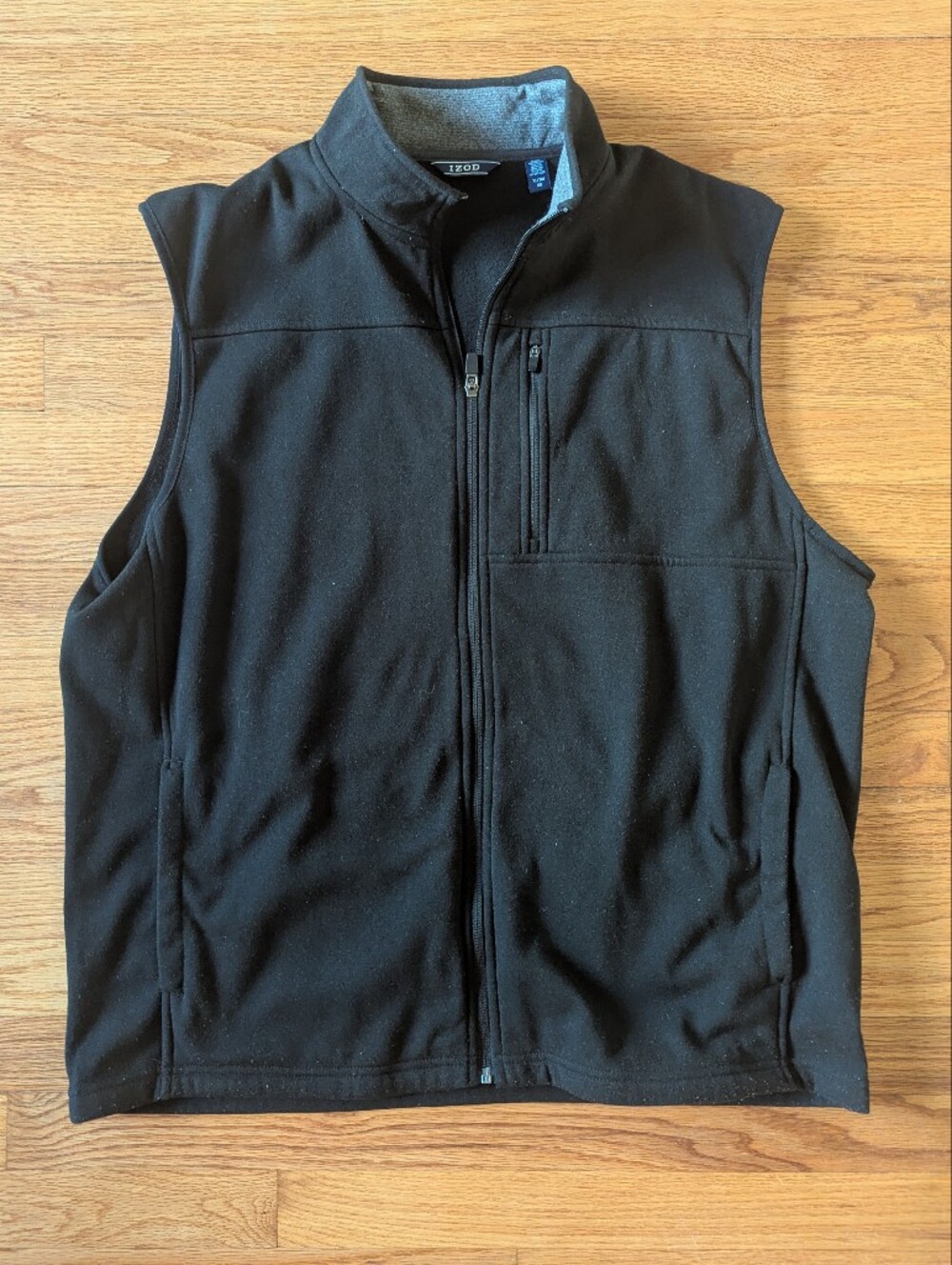 Izod Men's Black Zip-Up Vest with Zip Pocket